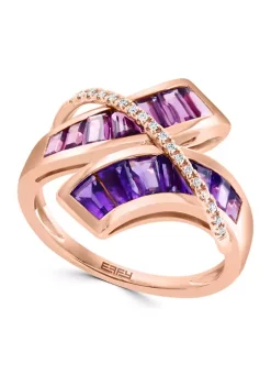 Coupon ✔️ 14K Rose Gold Diamond, Amethyst, Rhodolite Ring by Effy® 💯 -Effy® Sales Shop Belk 2709