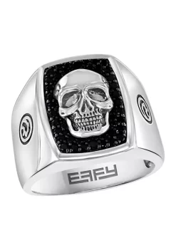 Budget 🤩 Men's Sterling Silver Black Spinel Skull Ring by Effy® 🧨 -Effy® Sales Shop Belk 2717