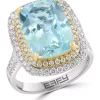 Deals ⭐ 14K Two Tone Gold Diamond and Aquamarine Rings by Effy® 🧨