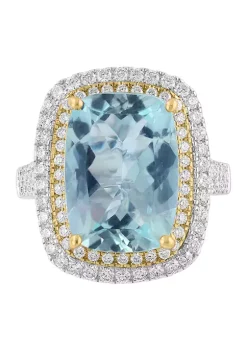 Deals ⭐ 14K Two Tone Gold Diamond and Aquamarine Rings by Effy® 🧨 -Effy® Sales Shop Belk 2727