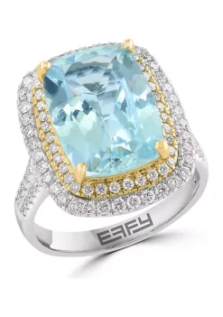 Deals ⭐ 14K Two Tone Gold Diamond and Aquamarine Rings by Effy® 🧨 -Effy® Sales Shop Belk 2729
