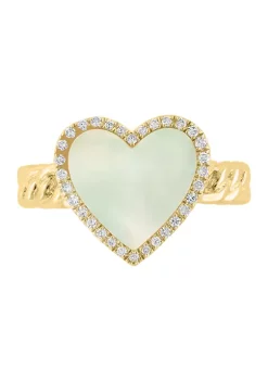 Brand new 🤩 1/10 ct. t.w. Diamond and 👩 Mother of Pearl Heart Ring in 14K Yellow Gold by Effy® 🎉 -Effy® Sales Shop Belk 2731