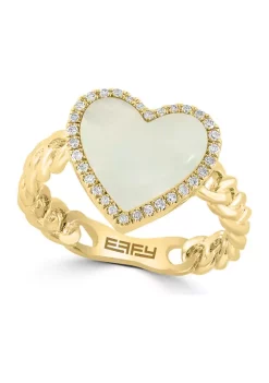 Brand new 🤩 1/10 ct. t.w. Diamond and 👩 Mother of Pearl Heart Ring in 14K Yellow Gold by Effy® 🎉 -Effy® Sales Shop Belk 2735
