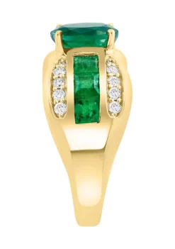 Top 10 👏 14K Yellow Gold Diamond and Natural Emerald Ring by Effy® 👏 -Effy® Sales Shop Belk 2745