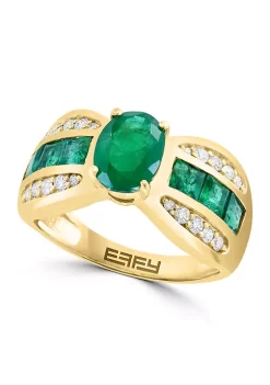 Top 10 👏 14K Yellow Gold Diamond and Natural Emerald Ring by Effy® 👏 -Effy® Sales Shop Belk 2747