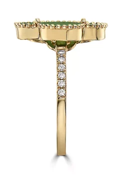 Best Pirce 🔔 1/10 ct. t.w. Diamond and 3.2 ct. t.w. Green Jade Ring in 14K Yellow Gold by Effy® ⭐ -Effy® Sales Shop Belk 2752