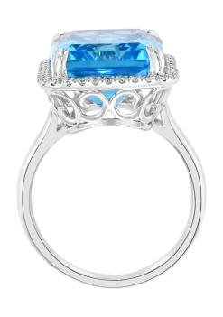 Coupon 💯 1/4 ct. t.w. Diamond and 13.7 ct. t.w. Blue Topaz Ring in 14K White Gold by Effy® 🌟 -Effy® Sales Shop Belk 2771