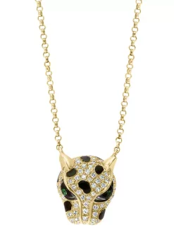 Cheap 👍 1/3 ct. t.w. Diamond and 1/10 ct. t.w. Tsavorite Pendant Necklace in 14K Yellow Gold by Effy® 🛒