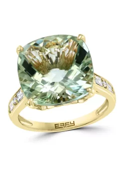 Promo 😍 1/4 ct. t.w. Diamond and 8.74 ct. t.w. Green Amethyst Verde Ring in 14K Yellow Gold by Effy® 🤩