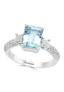 Deals 🎁 3/8 ct. t.w. Diamond and 2.25 ct. t.w. Aquamarine Ring in 18K White Gold by Effy® 👏