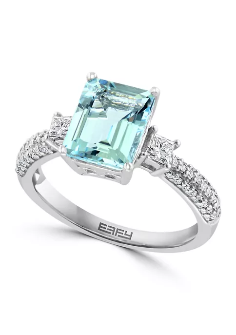 Deals 🎁 3/8 ct. t.w. Diamond and 2.25 ct. t.w. Aquamarine Ring in 18K White Gold by Effy® 👏 2 Deals 🎁 3/8 ct. t.w. Diamond and 2.25 ct. t.w. Aquamarine Ring in 18K White Gold by Effy® 👏 - Image 2