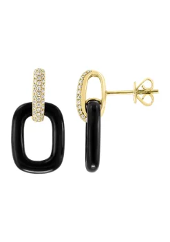 Cheapest 🥰 1/5 ct. t.w. Diamond and 6.45 ct. t.w. Onyx Earrings in 14K Yellow Gold by Effy® 🌟 -Effy® Sales Shop Belk 2813