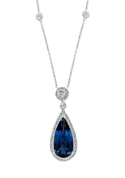 Flash Sale 🛒 1/3 ct. t.w. Diamond and 3.4 ct. t.w. London Blue Topaz Necklace in 14K White Gold by Effy® 🤩