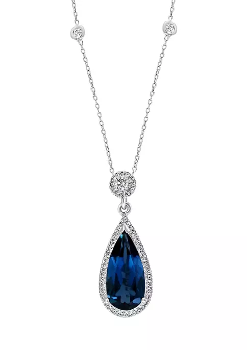 Flash Sale 🛒 1/3 ct. t.w. Diamond and 3.4 ct. t.w. London Blue Topaz Necklace in 14K White Gold by Effy® 🤩 1 Flash Sale 🛒 1/3 ct. t.w. Diamond and 3.4 ct. t.w. London Blue Topaz Necklace in 14K White Gold by Effy® 🤩
