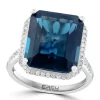 Discount 🛒 1/4 ct. t.w. Diamond and 10.8 ct. t.w. Blue Topaz Ring in 14K White Gold by Effy® 🤩
