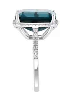 Discount 🛒 1/4 ct. t.w. Diamond and 10.8 ct. t.w. Blue Topaz Ring in 14K White Gold by Effy® 🤩 -Effy® Sales Shop Belk 2828