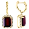 New 😉 14k Yellow Gold Diamond and Garnet Earrings by Effy® 💯