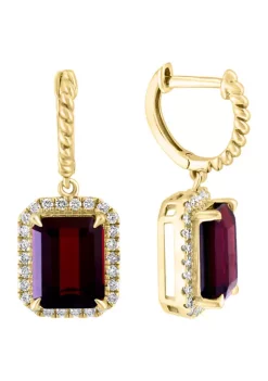 New 😉 14k Yellow Gold Diamond and Garnet Earrings by Effy® 💯 -Effy® Sales Shop Belk 2848