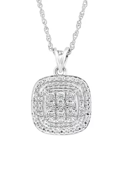 Promo 🥰 1/10 ct. t.w. Miracle Set Diamond Pendant Necklace in Sterling Silver by Effy® 🎉