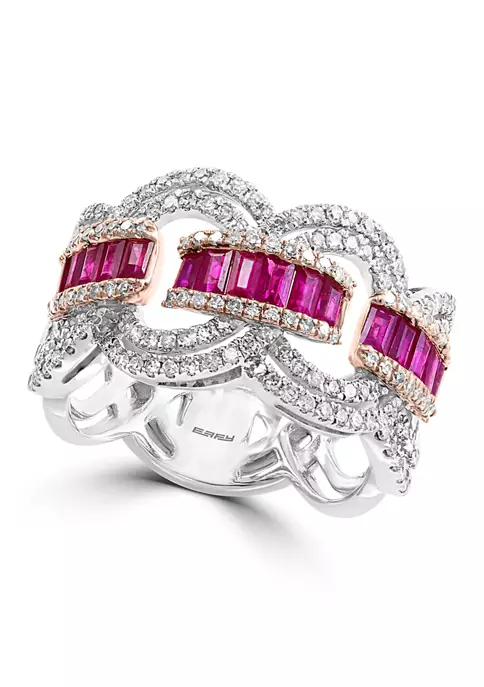 New 😍 14K White and Rose Gold Diamond, Natural Ruby Ring by Effy® 🤩 5 New 😍 14K White and Rose Gold Diamond, Natural Ruby Ring by Effy® 🤩 - Image 5