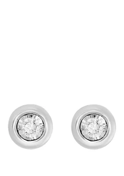 Best Sale 😍 1/5 ct. t.w. Diamond Bezel Earrings in 14k White Gold by Effy® 💯