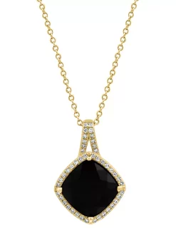 Flash Sale 😀 14K Yellow Gold Diamond, Onyx Pendant by Effy® ⌛