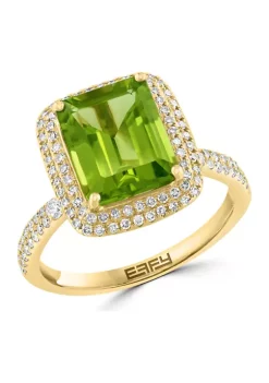 Budget 🎉 3/8 ct. t.w. Diamond and Peridot Ring in 14K Yellow Gold by Effy® 🧨