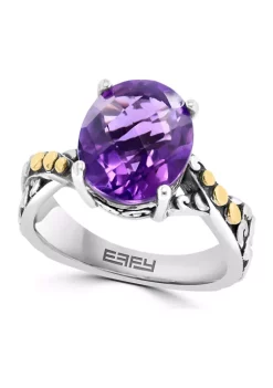 Budget 😀 Amethyst Twist Ring in 18K Sterling Silver by Effy® 🔥