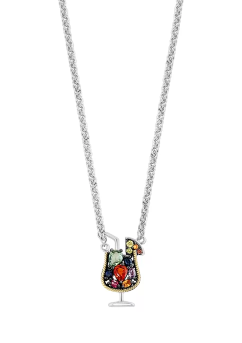Best deal ⌛ Multi Color Sapphire Cocktail Pendant Necklace in 18K Yellow Gold Over Sterling Silver by Effy® ❤️ 5 Best deal ⌛ Multi Color Sapphire Cocktail Pendant Necklace in 18K Yellow Gold Over Sterling Silver by Effy® ❤️ - Image 5