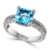 Budget 🛒 Blue Topaz and White Sapphire Cable Ring in Sterling Silver by Effy® 👍
