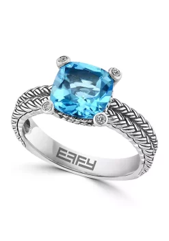 Budget 🛒 Blue Topaz and White Sapphire Cable Ring in Sterling Silver by Effy® 👍 -Effy® Sales Shop Belk 2995