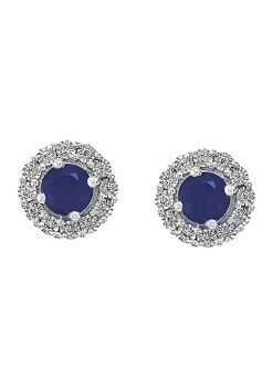 Top 10 🛒 1.14 ct. t.w. Sapphire and 1/10 ct. t.w. Diamond Earrings in Sterling Silver by Effy® ✨ -Effy® Sales Shop Belk 3004