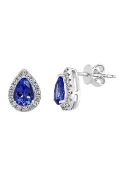 Best Pirce 🛒 1.14 ct. t.w. Tanzanite and 1/3 ct. t.w. Diamond Earrings in 14K White Gold by Effy® 😉