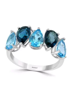 Hot Sale 🛒 1/10 ct. t.w. Diamonds, 4.08 ct. t.w. Blue Topaz, and London Bleu Topaz Band in 14K Gold by Effy® 👍