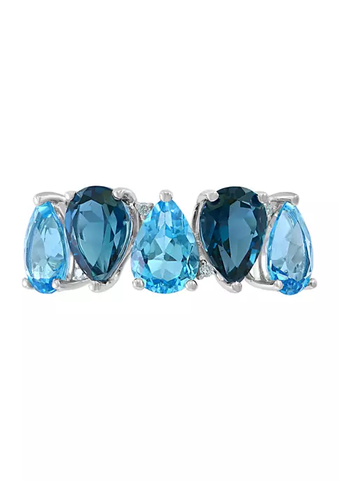 Hot Sale 🛒 1/10 ct. t.w. Diamonds, 4.08 ct. t.w. Blue Topaz, and London Bleu Topaz Band in 14K Gold by Effy® 👍 2 Hot Sale 🛒 1/10 ct. t.w. Diamonds, 4.08 ct. t.w. Blue Topaz, and London Bleu Topaz Band in 14K Gold by Effy® 👍 - Image 2