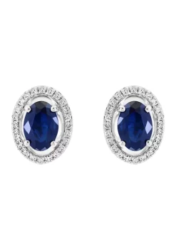 Outlet 🎉 14K White Gold Diamond and Natural Sapphire Earrings by Effy® 🤩