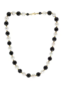 Discount 🧨 14K Yellow Gold Freshwater Pearl and Onyx 18 Inch Necklace by Effy® 😉 -Effy® Sales Shop Belk 3033