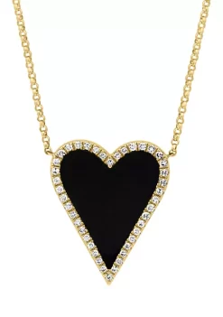 Buy 🧨 1/5 ct. t.w. Diamond and 2.75 ct. t.w. Onyx Heart Pendant Necklace in 14K Yellow Gold by Effy® ⭐ -Effy® Sales Shop Belk 3037