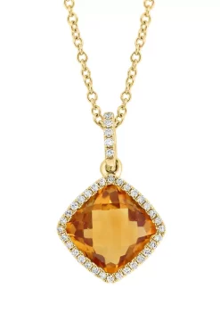 Best deal ⌛ Yellow Gold Diamond and Citrine Pendant Necklace by Effy® 🧨