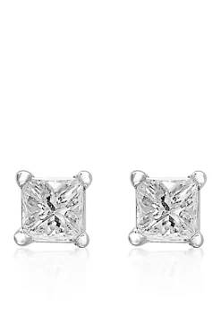 Best Pirce 🎉 1/6 ct. t.w. Diamond Princess Cut Studs in 14K White Gold by Effy® ✔️