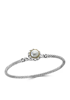 Best deal 🎁 Fresh Water Pearl Bangle Bracelet in Sterling Silver and 18k Yellow Gold by Effy® ⭐