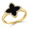 Coupon 🎉 1/10 ct. t.w. Diamond and Onyx Ring in 14K Yellow Gold by Effy® 🔔