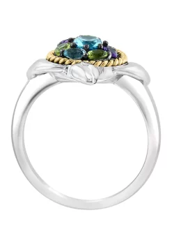 Flash Sale 😉 1/10 ct. t.w. Diamond and 1.15 ct. t.w. Mixed Semi Precious Stone Turtle Ring in Sterling Silver by Effy® 😀 -Effy® Sales Shop Belk 3095