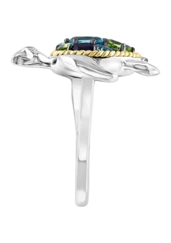 Flash Sale 😉 1/10 ct. t.w. Diamond and 1.15 ct. t.w. Mixed Semi Precious Stone Turtle Ring in Sterling Silver by Effy® 😀 -Effy® Sales Shop Belk 3096