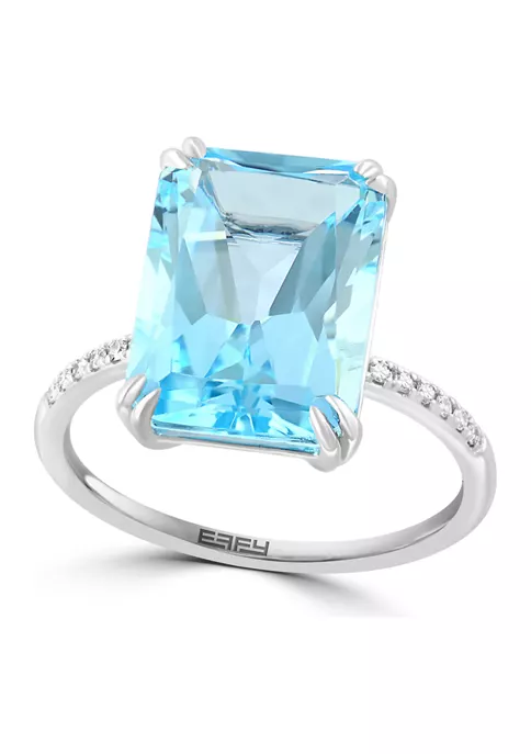 Flash Sale 🥰 1/10 ct. t.w. Diamond and Sky Blue Topaz Ring in 14K White Gold by Effy® 🎁 4 Flash Sale 🥰 1/10 ct. t.w. Diamond and Sky Blue Topaz Ring in 14K White Gold by Effy® 🎁 - Image 4