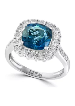 Top 10 🔔 14k White Gold Diamond and London Blue Topaz Ring by Effy® 👏