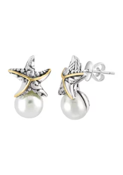 Brand new 💯 Freshwater Pearl Starfish Earrings in 18K Yellow Gold Over Sterling Silver by Effy® ✔️ -Effy® Sales Shop Belk 3136