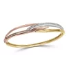 Top 10 👍 3/8 ct. t.w. Diamond Bangle Bracelet in 14K Tri-Tone Gold by Effy® 🥰