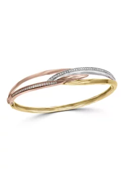 Top 10 👍 3/8 ct. t.w. Diamond Bangle Bracelet in 14K Tri-Tone Gold by Effy® 🥰