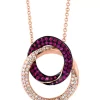Outlet 👏 1/4 ct. t.w. Diamond and 3/8 ct. t.w. Ruby Pendant Necklace in 14K Rose Gold by Effy® 😉